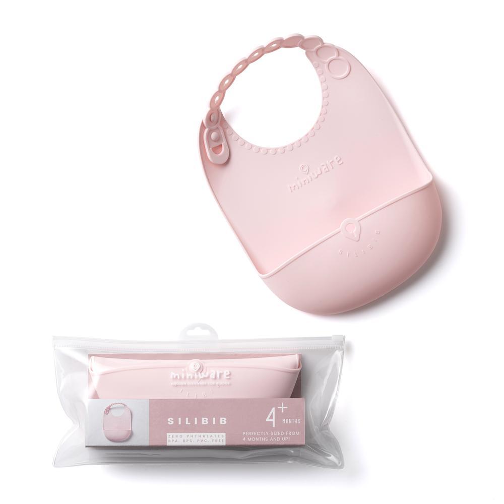 Miniware Roll & Lock bib - Silicone Bib in Cotton Candy
