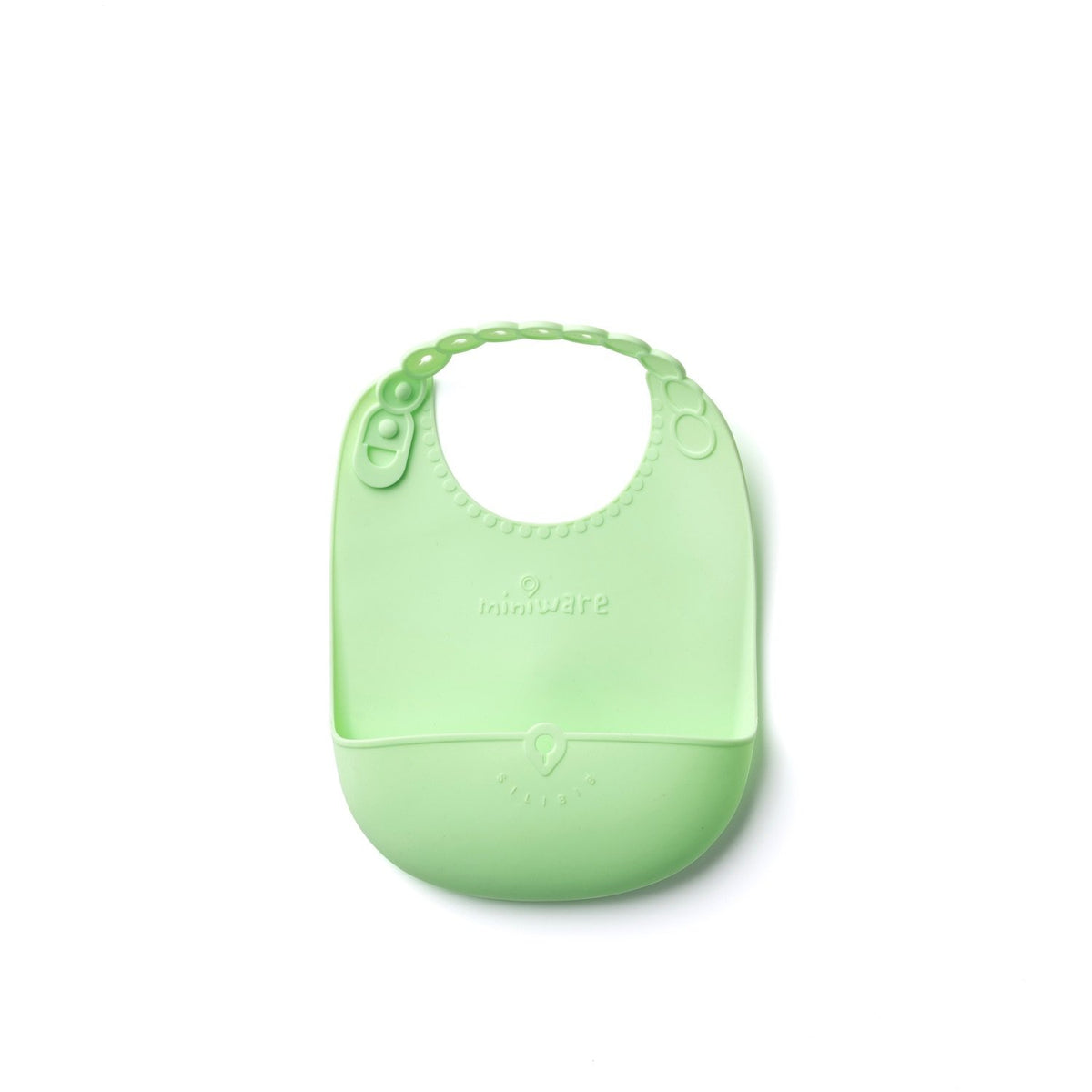 Miniware Roll &amp; Lock bib (Set of 2) - Silicone Bib in Key Lime + Grey