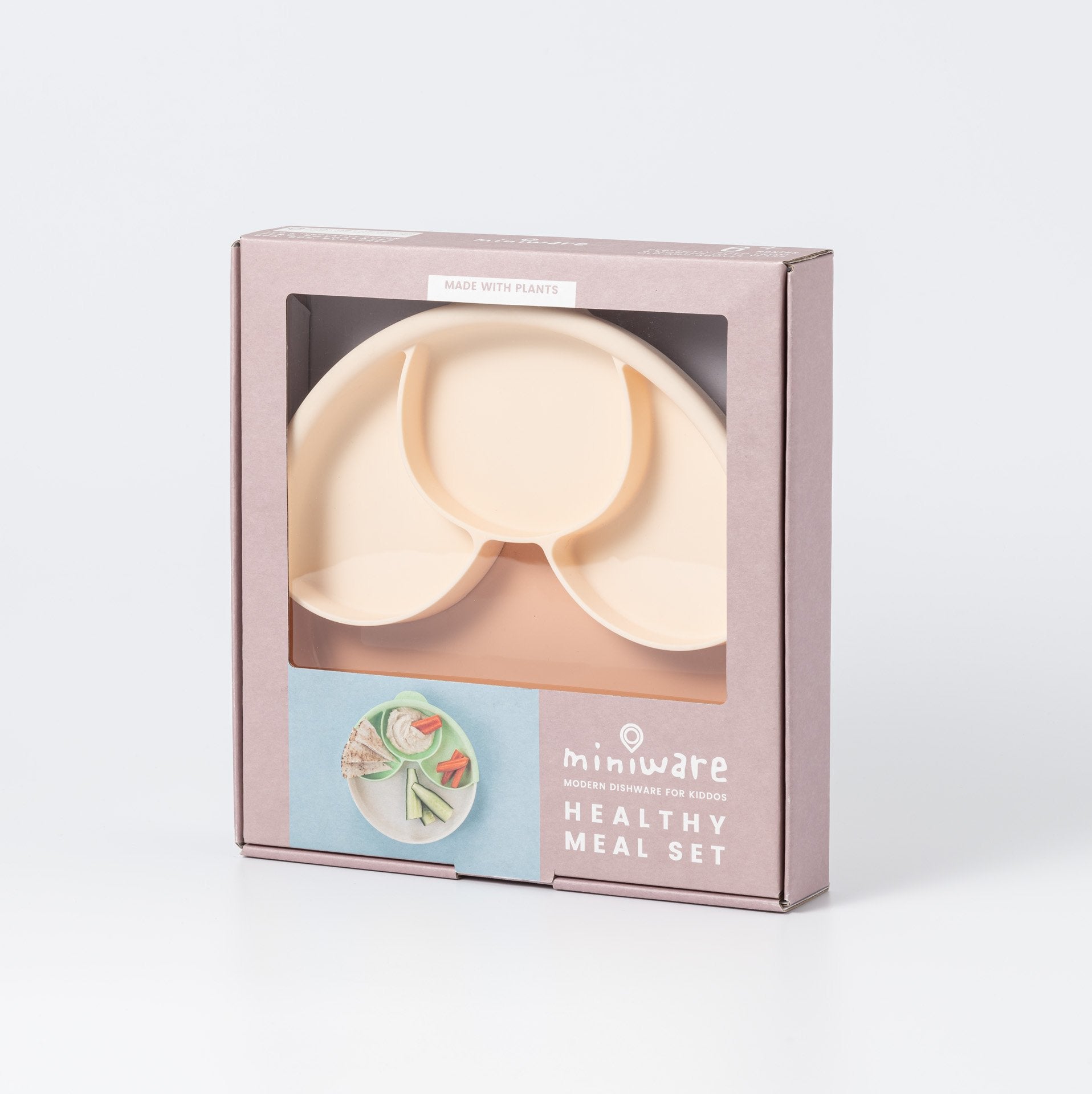 Miniware Healthy Meal Set - PLA Smart Divider Suction Plate + Silicone Divider in Toffee