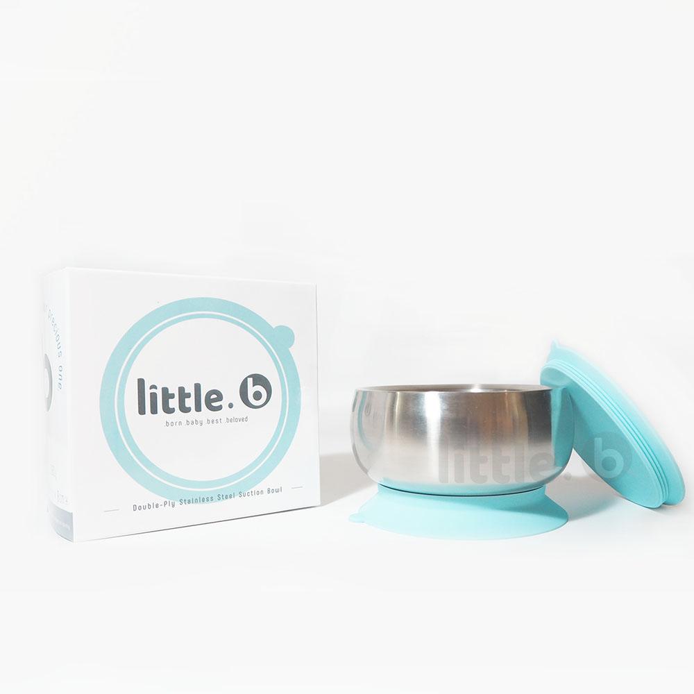 little.b Double-Layer 316 Stainless Steel Suction Bowl - Blue