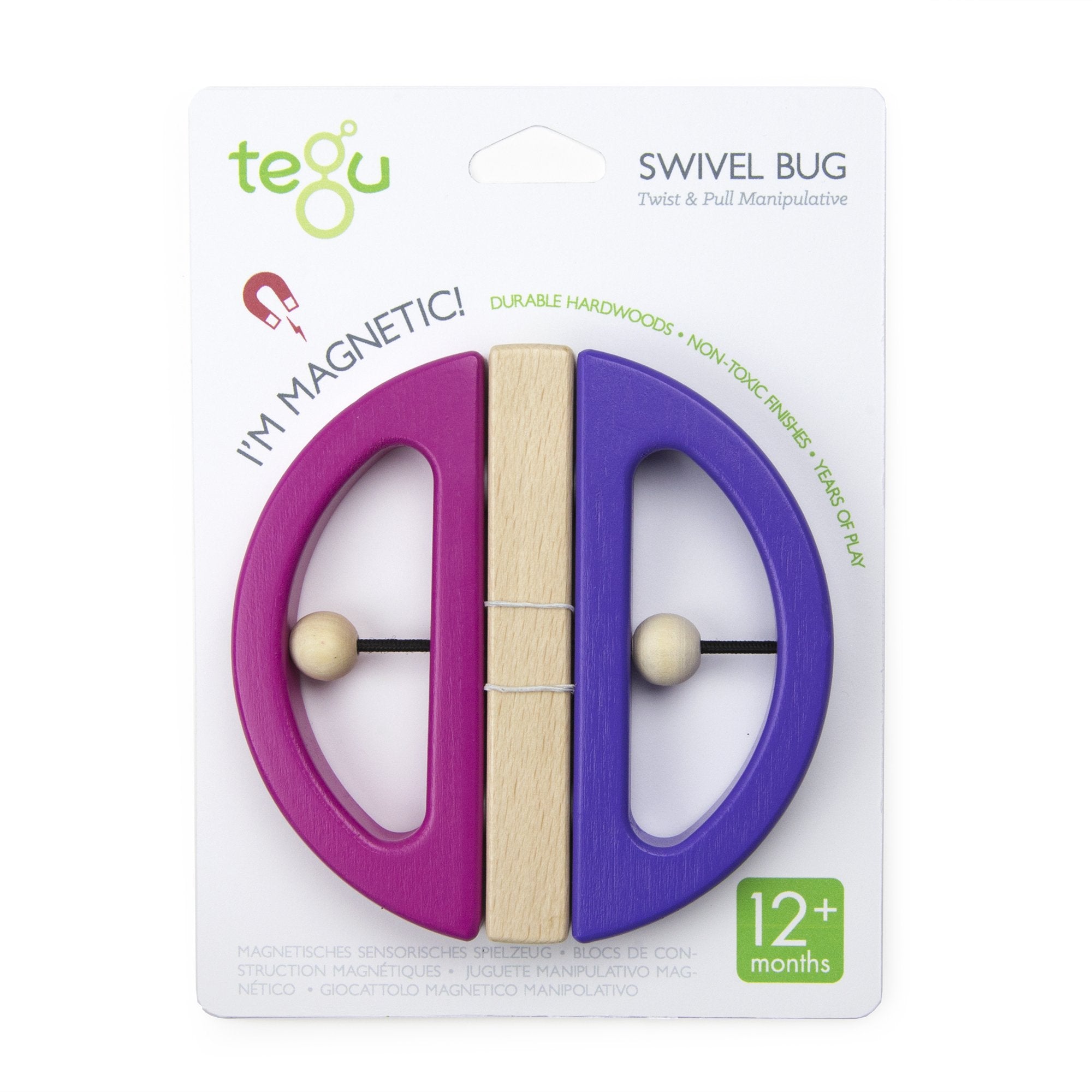 Tegu Swivel Bugs Pink & Purple Magnetic Wooden Blocks