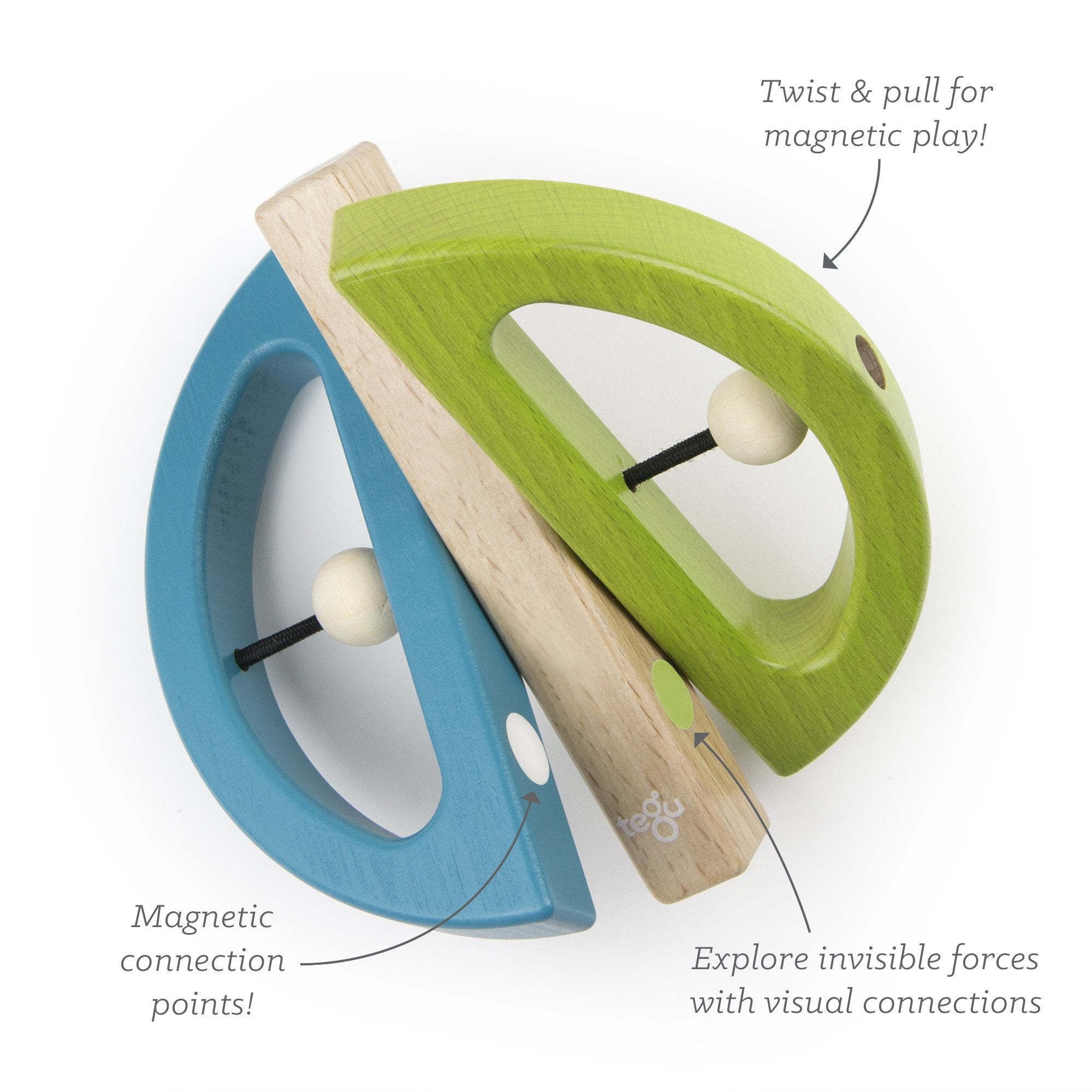 Tegu Swivel Bugs Green & Teal Magnetic Wooden Blocks