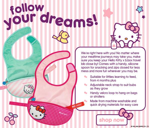 b.box x Hello Kitty Travel Bib with Spoon - Pop Star