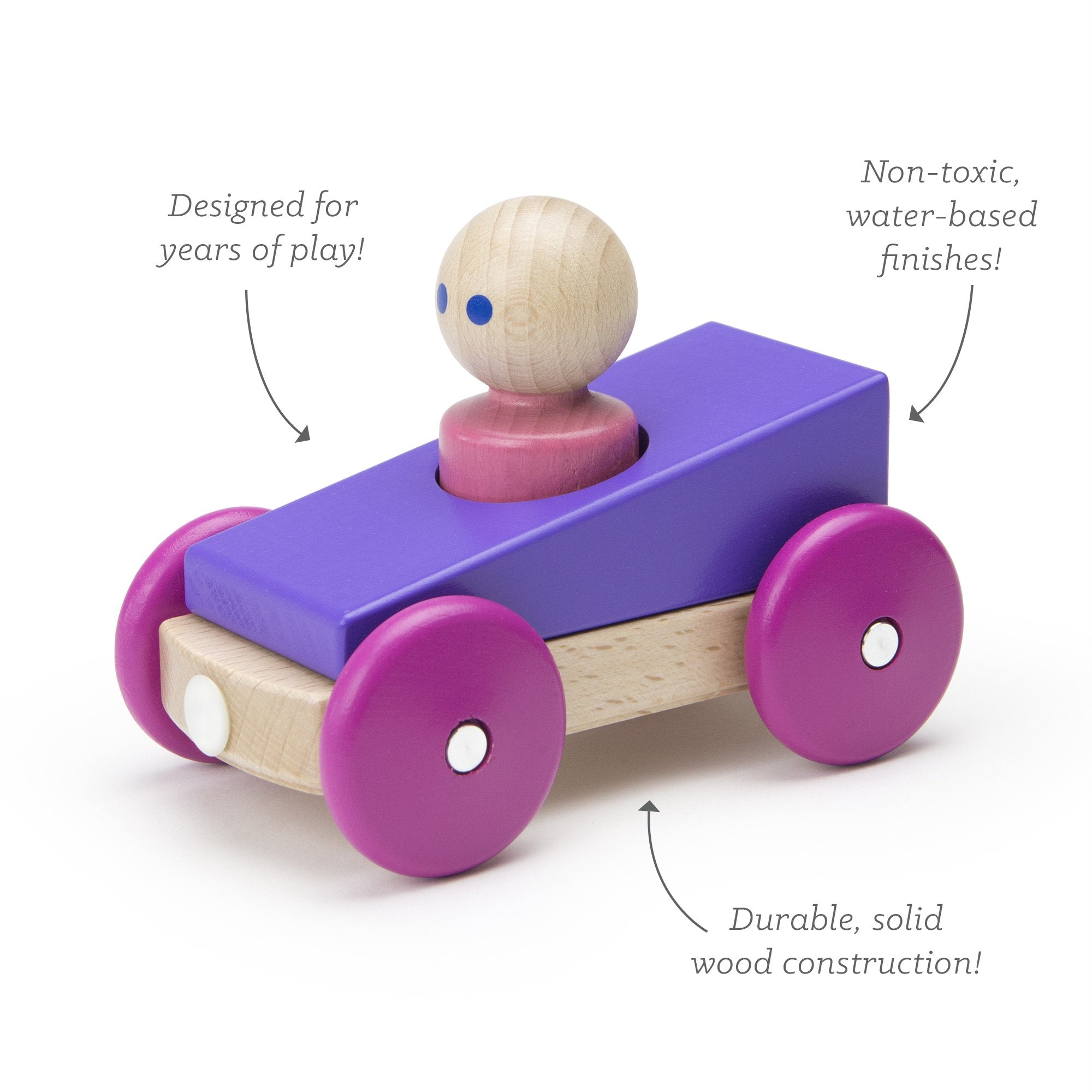 Tegu Magnetic Racers Purple Racers Wooden Blocks
