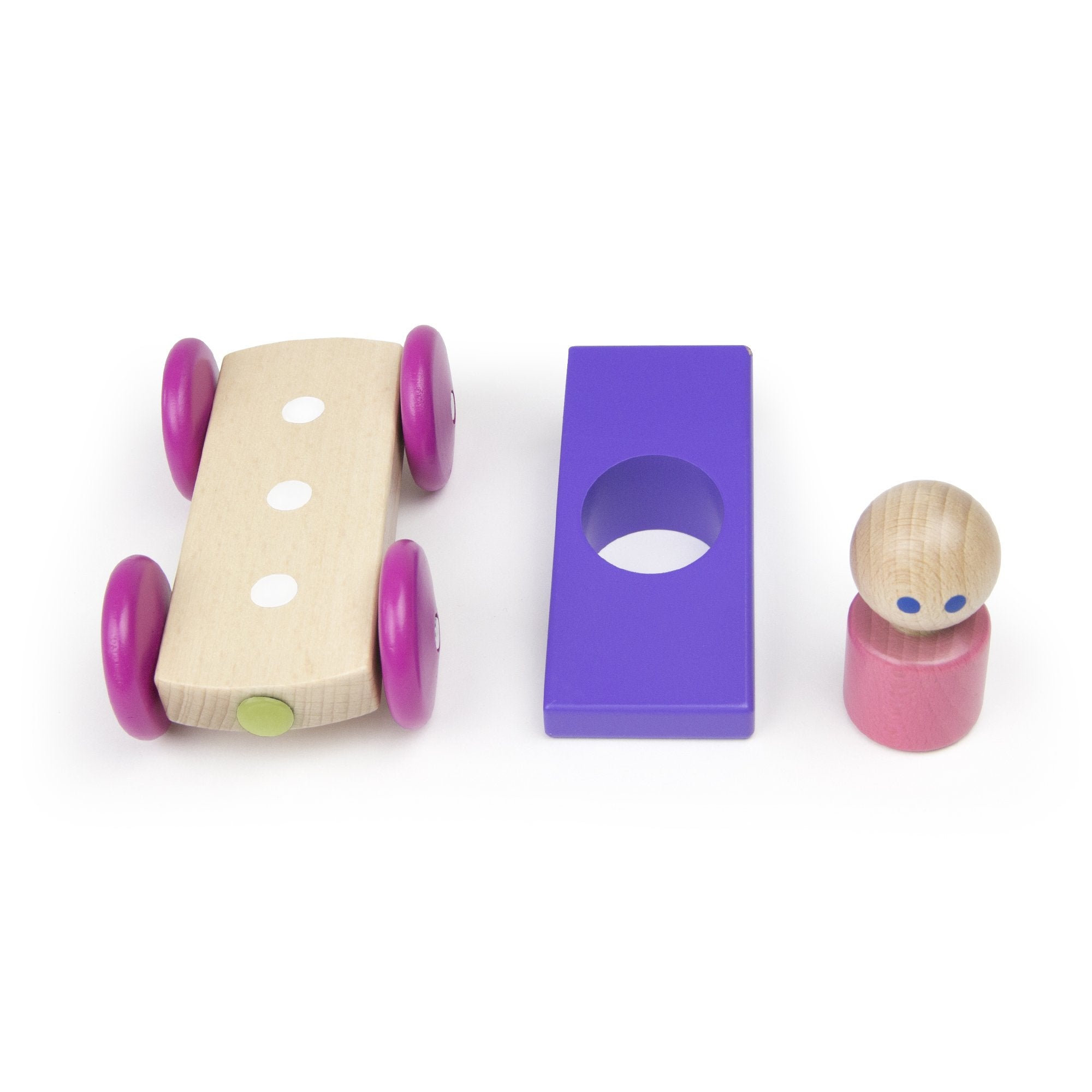 Tegu Magnetic Racers Purple Racers Wooden Blocks
