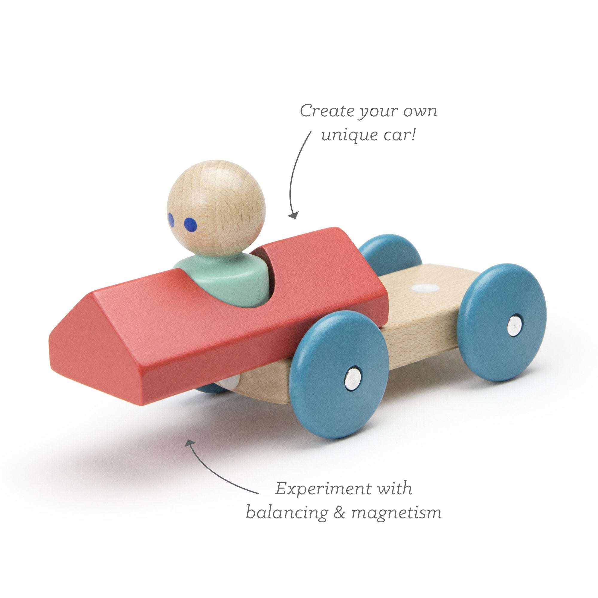 Tegu Magnetic Racers Poppy Racer Wooden Blocks