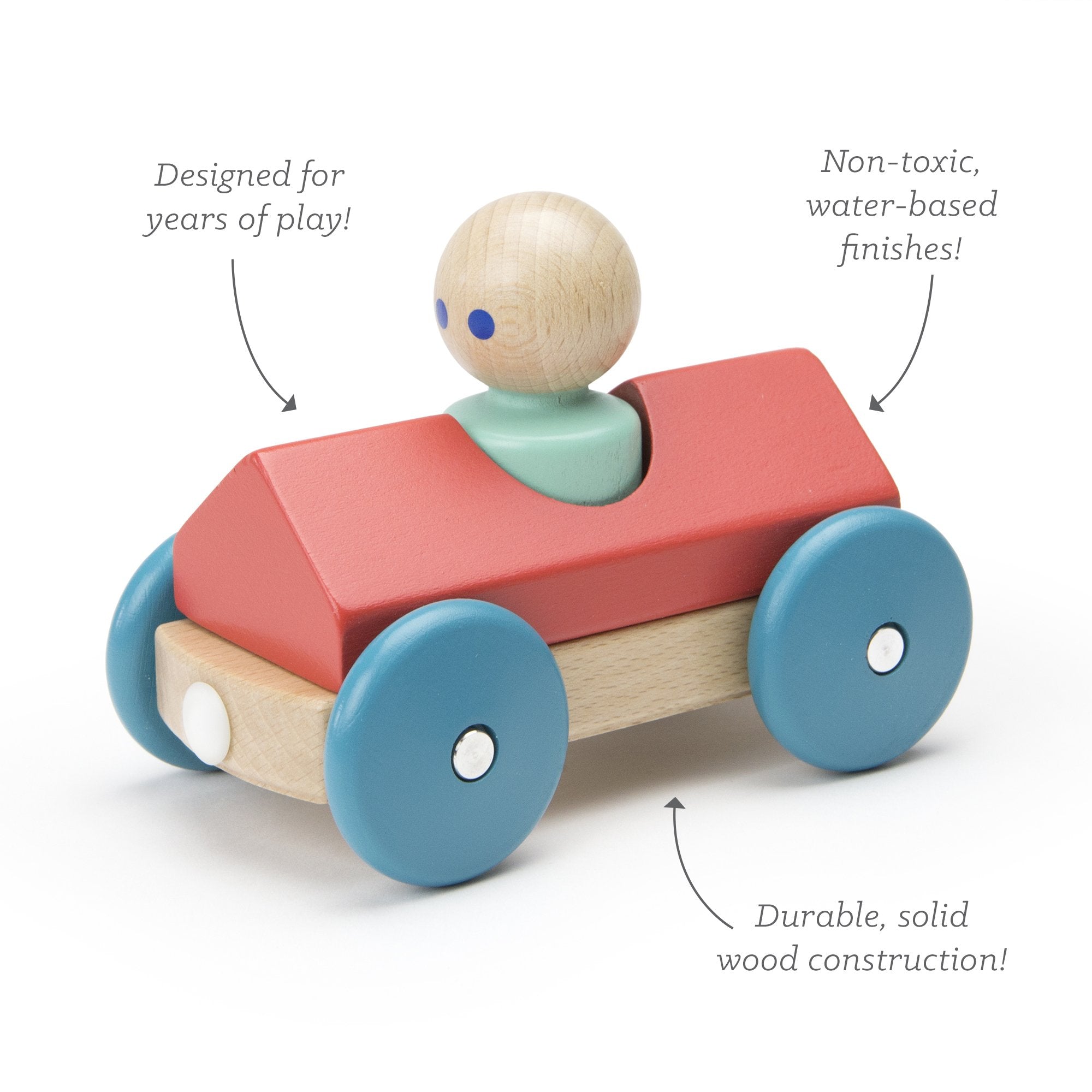 Tegu Magnetic Racers Poppy Racer Wooden Blocks