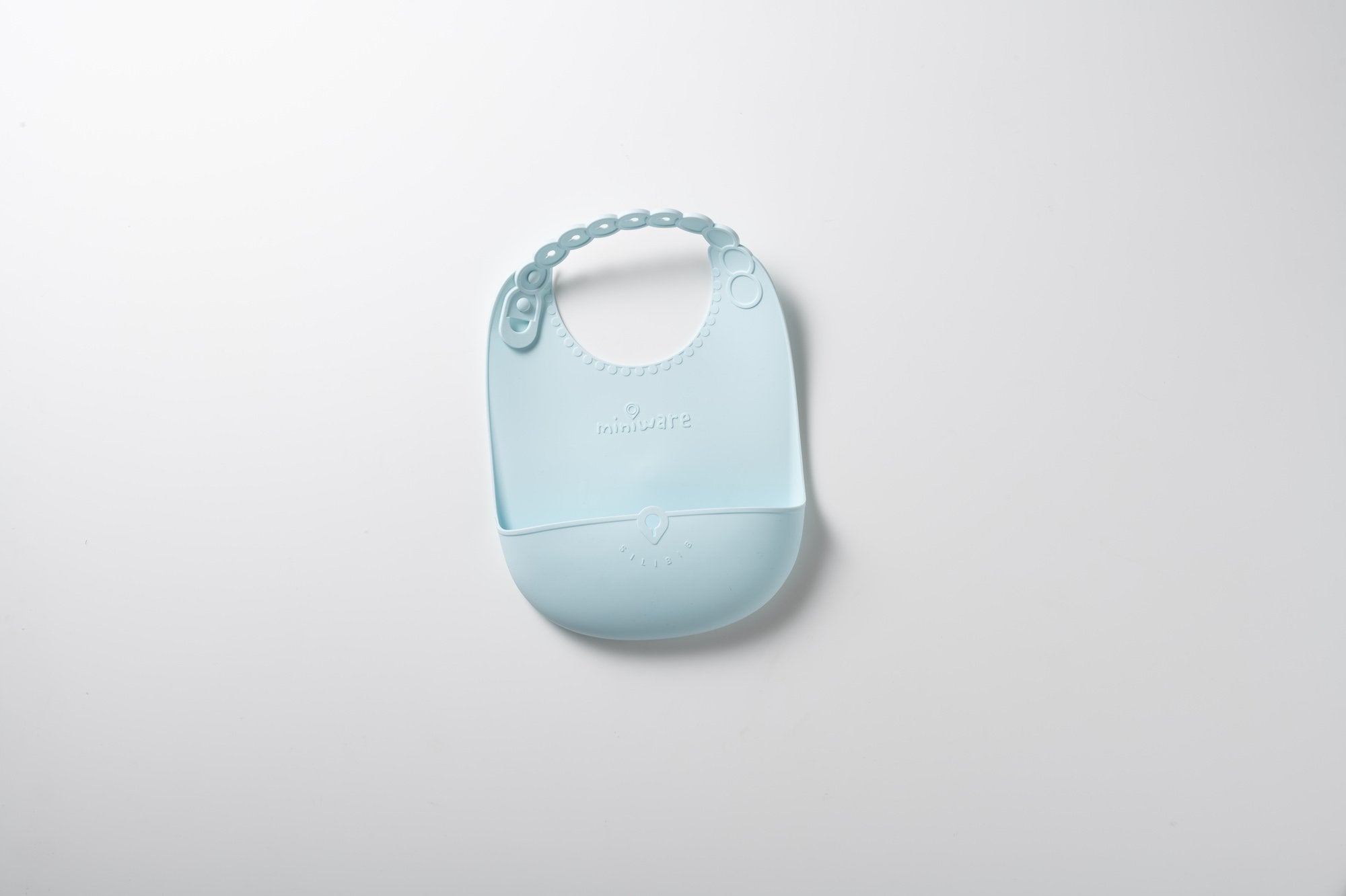 Miniware Roll & Lock bib (Set of 2) - Silicone Bib in Aqua + Grey