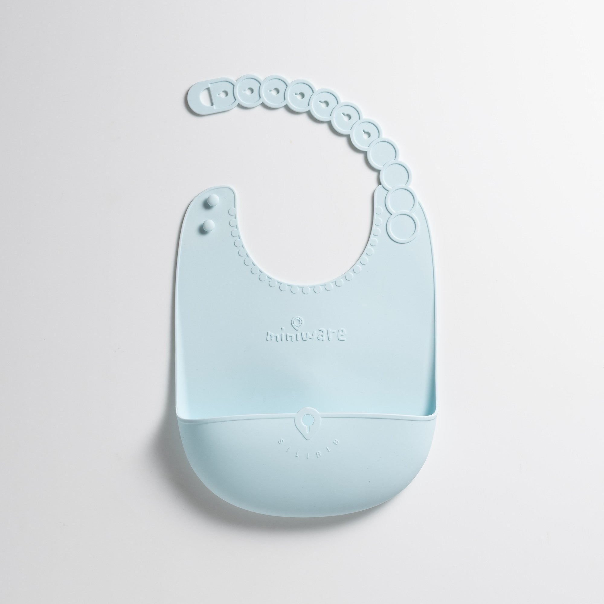 Miniware Roll & Lock bib (Set of 2) - Silicone Bib in Aqua + Grey