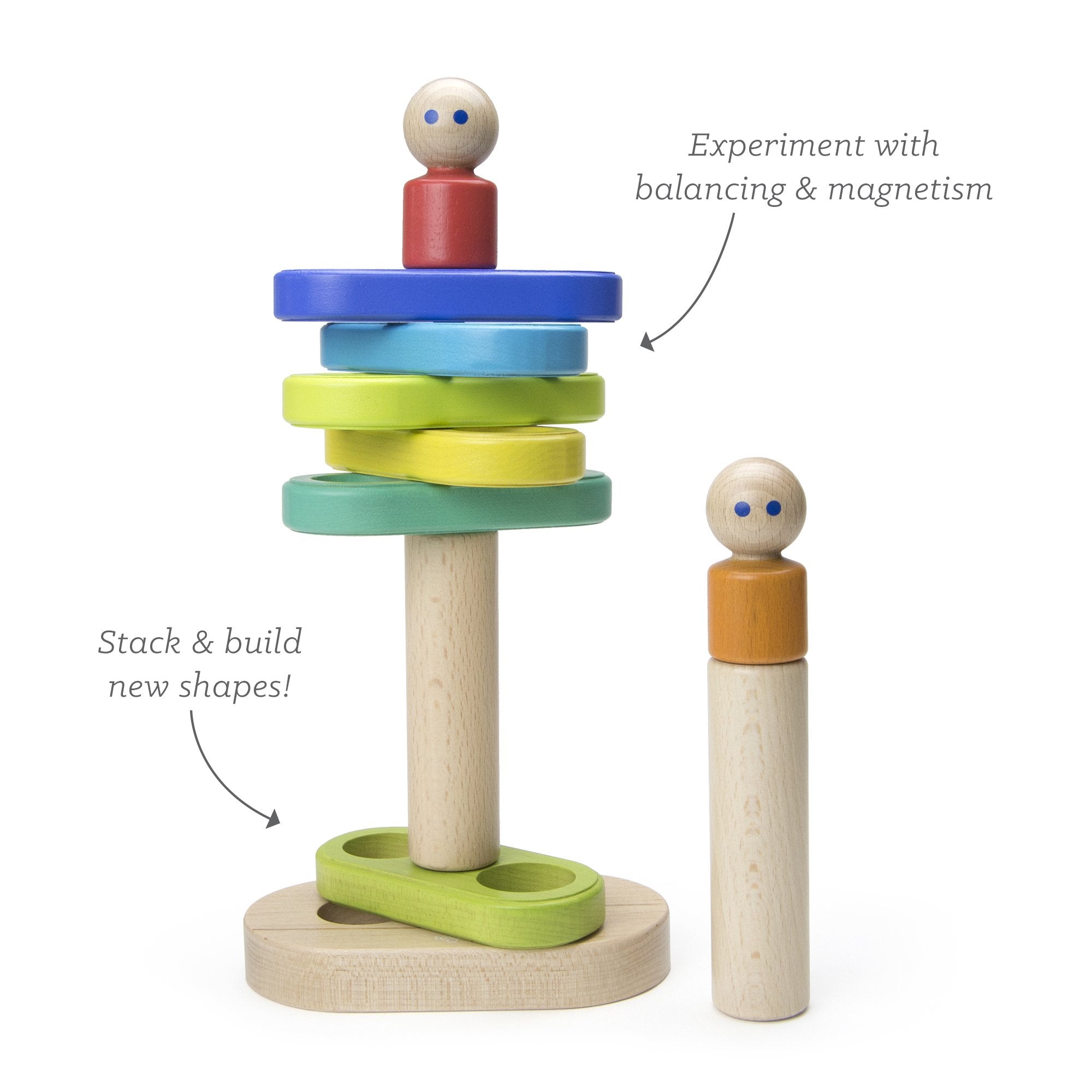 Tegu Floating Stacker Blue & Green Magnetic Wooden Blocks