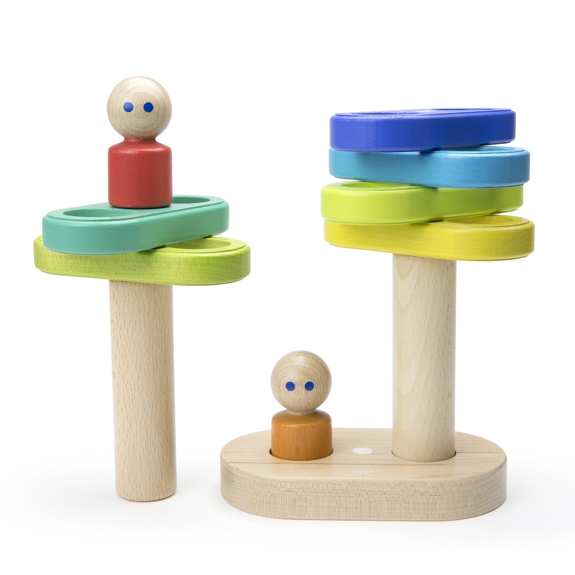 Tegu Floating Stacker Blue & Green Magnetic Wooden Blocks