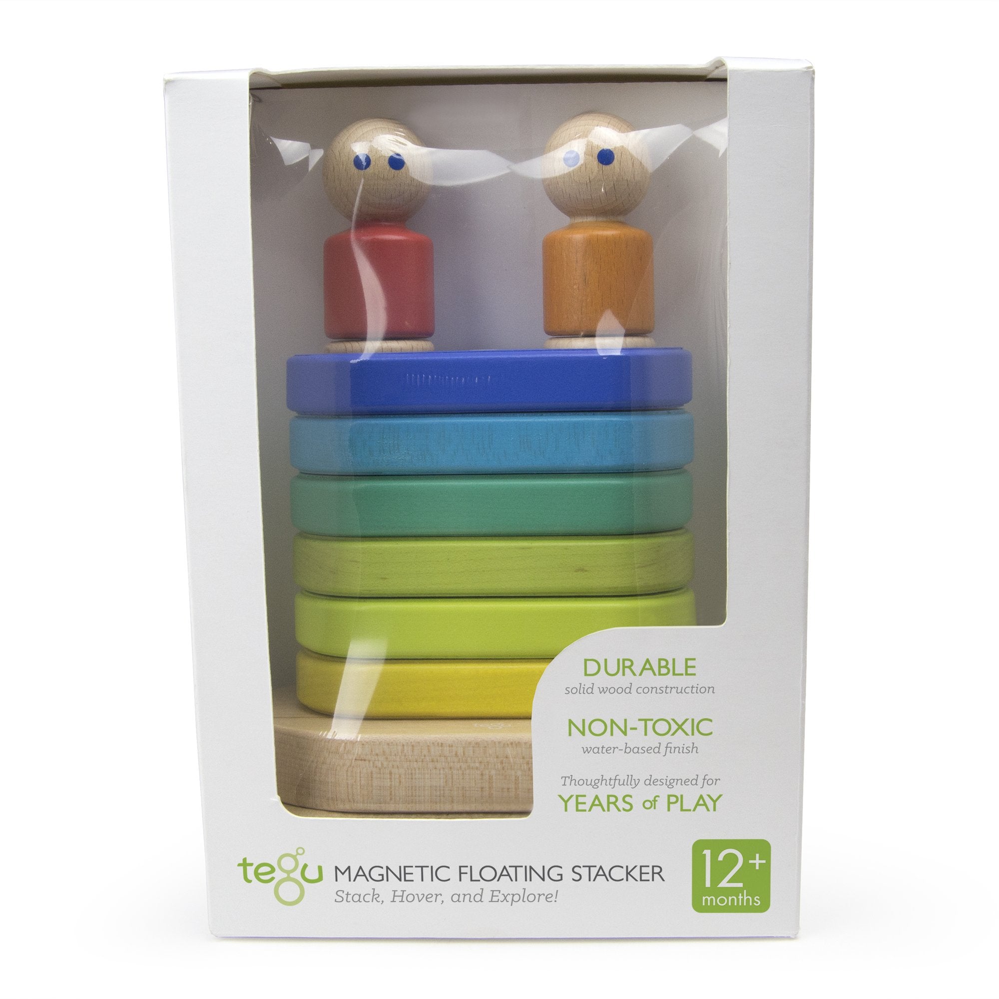 Tegu Floating Stacker Blue & Green Magnetic Wooden Blocks