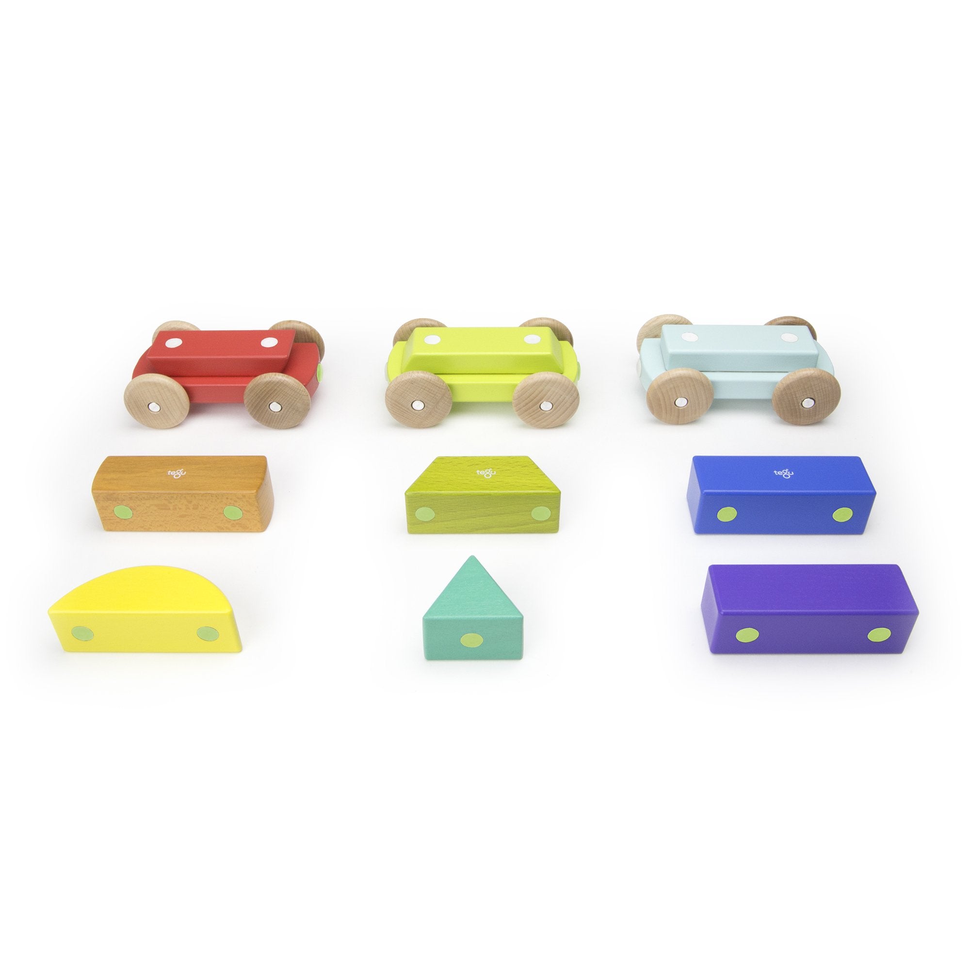 Tegu Shape Train Rainbow Magnetic Wooden Blocks