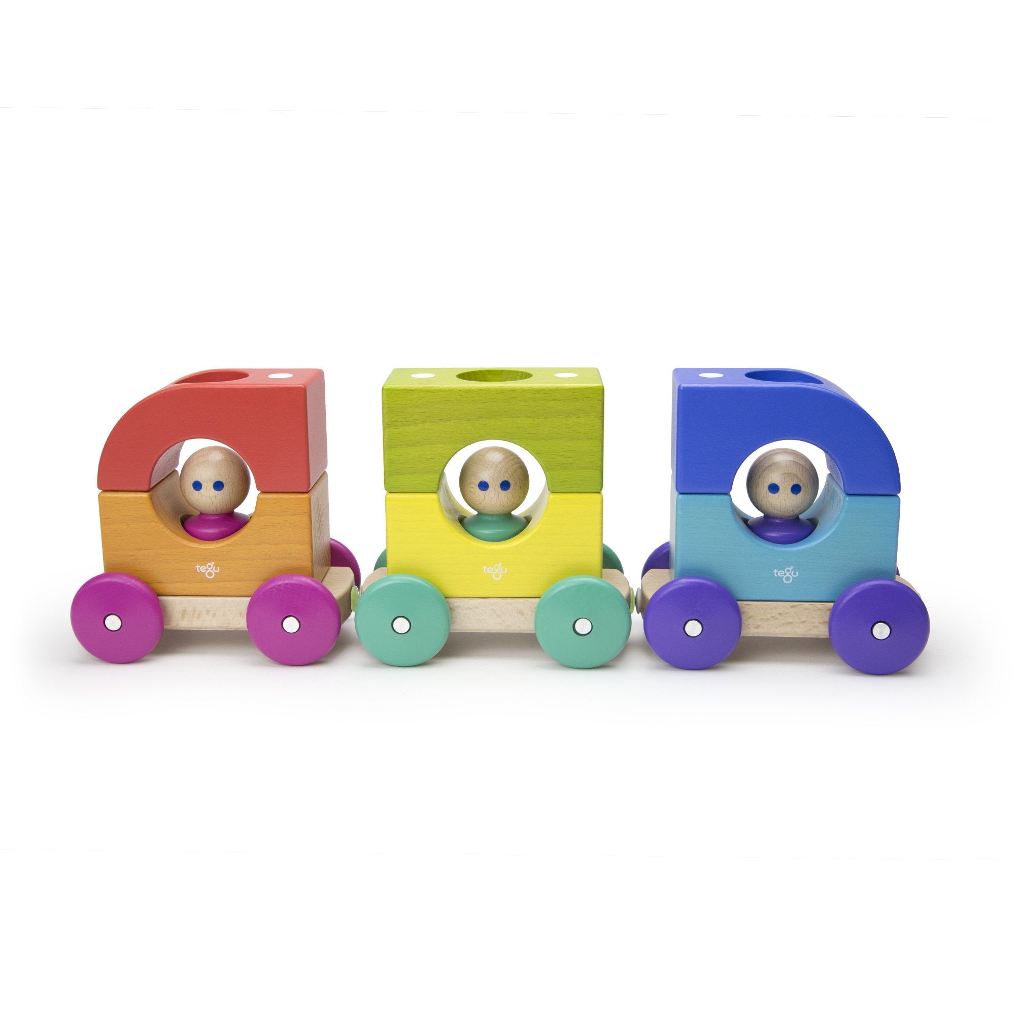 Tegu Tram Rainbow Magnetic Wooden Blocks