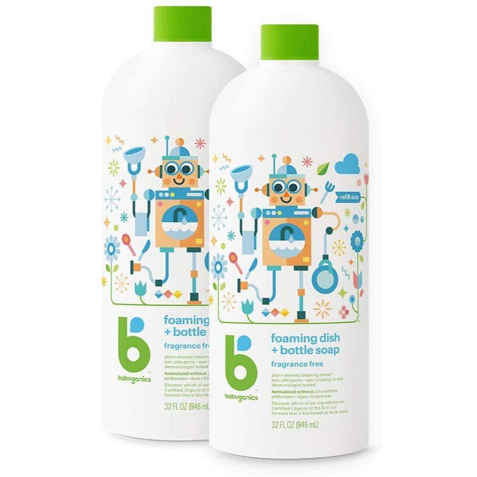 BabyGanics Dish & Bottle Soap 946ml - Value Combo - Fragrance Free - 2pc