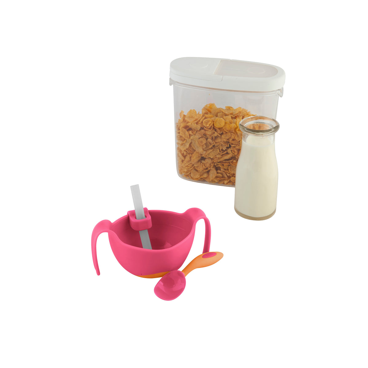 b.box 3 in 1 Bowl and Straw - Strawberry Shake