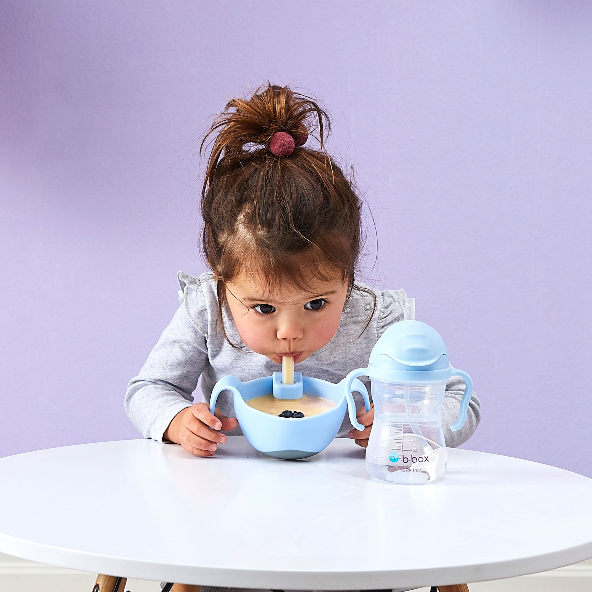 b.box 3 in 1 Bowl and Straw - Gelato Blue - Bubblegum