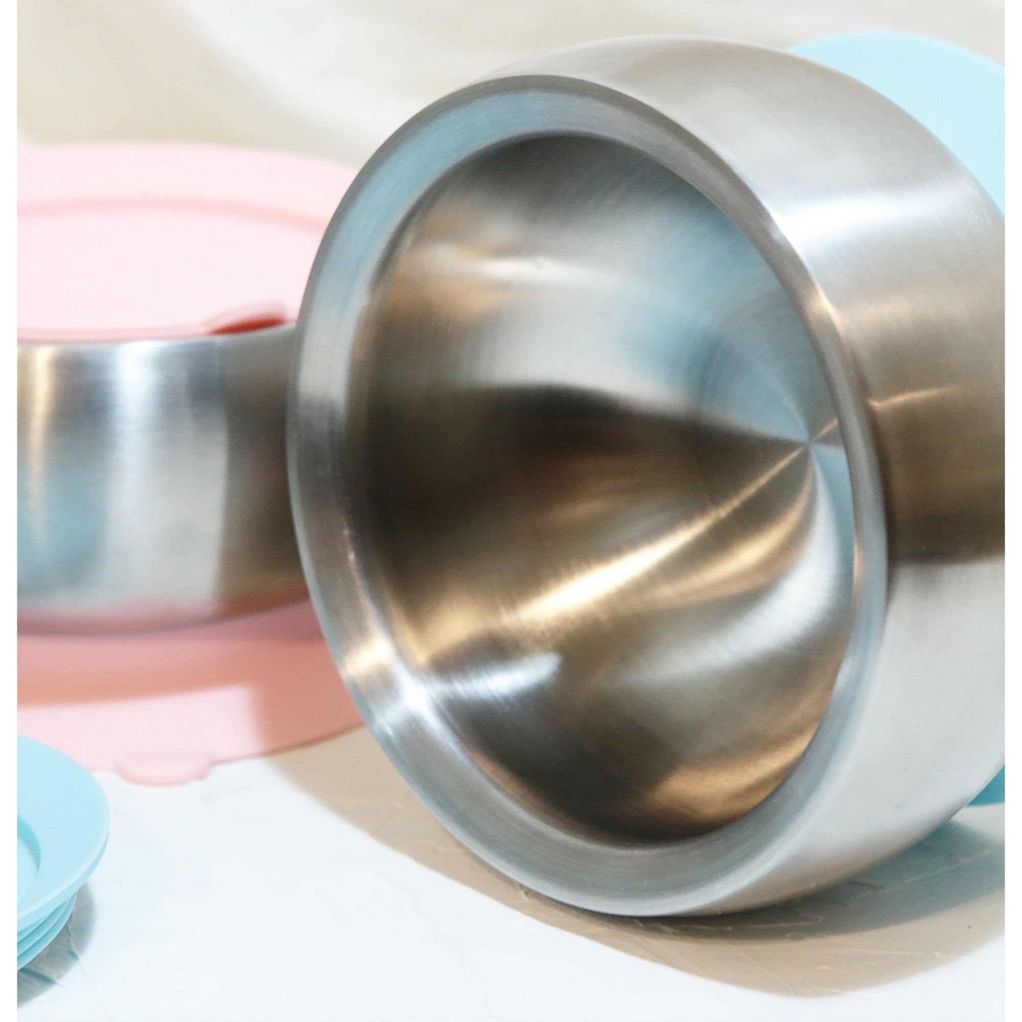 little.b Double-Layer 316 Stainless Steel Suction Bowl - Pink