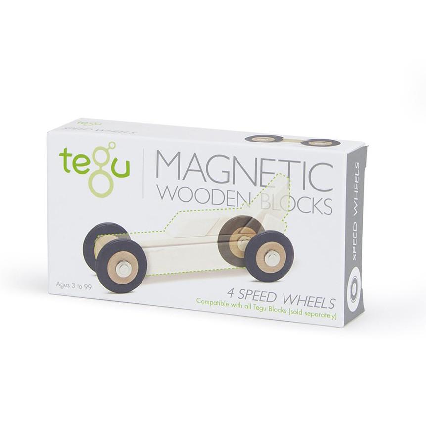 Tegu Speed Wheels Pack of Four Magnetic Wooden Block